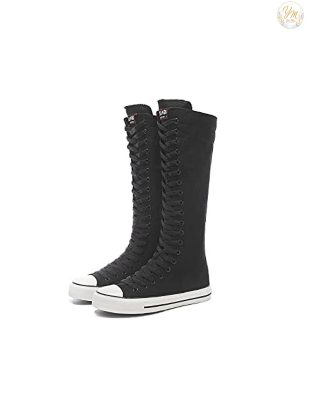 Tall Canvas Lace Up Knee High Sneakers Round Toe Flat Casual